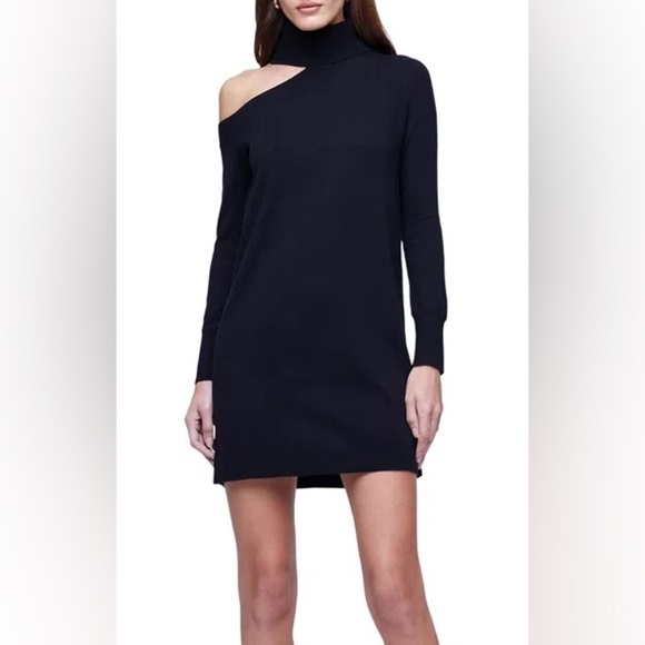 New L’Agence Amberli Black Cutout Merino Wool Blend Mini Dress Sz S - Picture 3 of 12